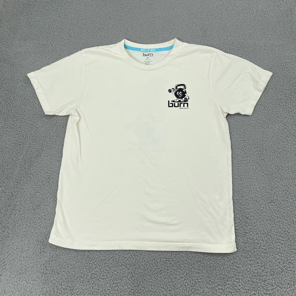 Burn Boot Camp Shirt Men XL White The Original Camo Embrace The Burn Graphic Tee